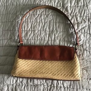 Franco Sarto straw and leather handbag